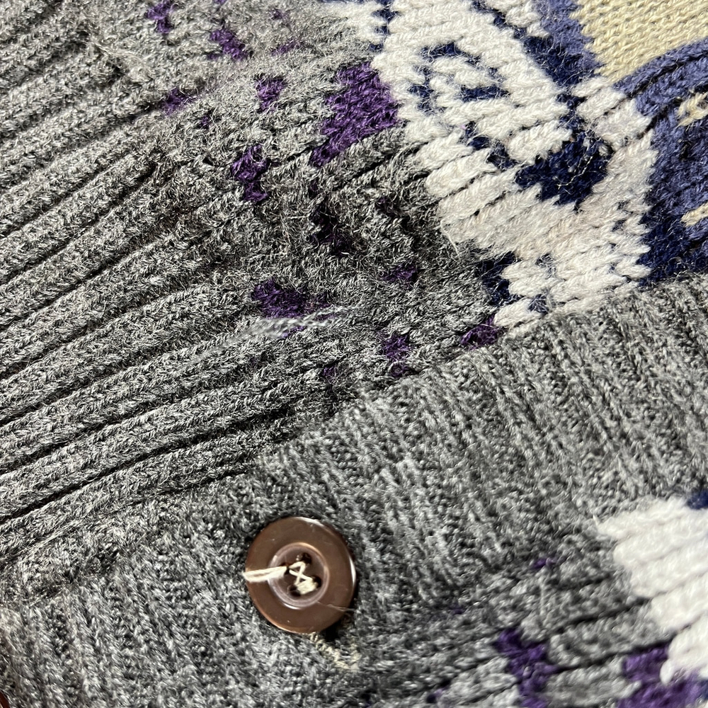 Vintage Lumière cardigan grandpa sweater men size M gray purple - Picture 6 of 11